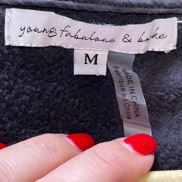 Young Fabulous Broke Athleisure Drawcord Waist Hooded Sweatshirt Cardigan Size M - Picture 6 of 8